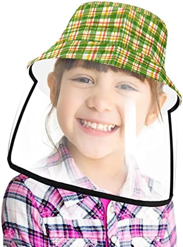 כובע מגן למבוגרים עם מגן פנים, כובע דייג כובע אנטי שמש, רשת משובץ סריג ירוק באביב