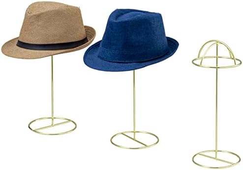 14 אינץ כובע מתלה מעמד, מודרני פליז טון מתכת חוט בודד שולחן בארה ' ב ופאה אחסון תצוגת בעל צורת מעצב, סט של 3