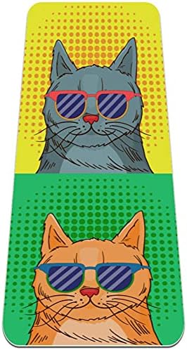 זיבזה משקפיים חתול פופ ארט פרימיום עבה יוגה מחצלת ידידותית לסביבה גומי בריאות & כושר החלקה