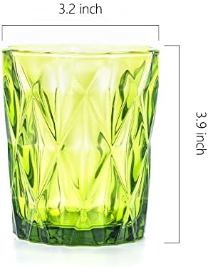סט כוסות שתייה של 4 כוסות זכוכית צבעוניות יהלומים לעיצוב חג כלי זכוכית וינטג ' כבדים 10 עוז
