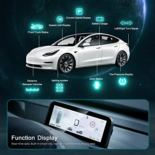 Tesla 4.6 '' Head Up Ultra Mini Screen תצוגה לדגם 3/y, עיצוב משובץ HUD לוח מחוונים לרכב LCD מכשיר חכם