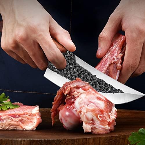 סכין קצבים יד מזויפת איש מערות סכין אולטימו סכיני שף סכין עם נדן בשר חיתוך סכין קליבר ויקינג סכין למטבח חוסק