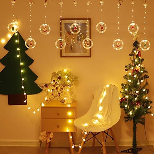 חדש חג המולד הוביל מנורת מחרוזת סנטה קריקטורה וילון מנורת חדר חלון קישוט צבע מנורה