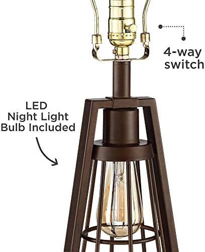 פרנקלין ברזל עובד טופר מנורת שולחן תעשייתי 27 3/4 גבוה עם נמל טעינה USB נמל LED אור לילה ברונזה