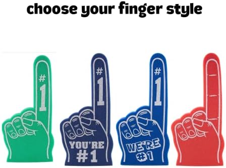 אצבע קצף ענק 18 אינץ ' - מספר 1 יד קצף אוניברסלית לכל האירועים - מעודדות לספורט - צבעים תוססים מרגשים משתמשים
