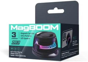 Sway Magboom Magnetic Portable Bluetooth רמקול מוסיקה תומך במכשירי Magsafe 3WATT LED, TWS מסוגל, נצמד לעגלת
