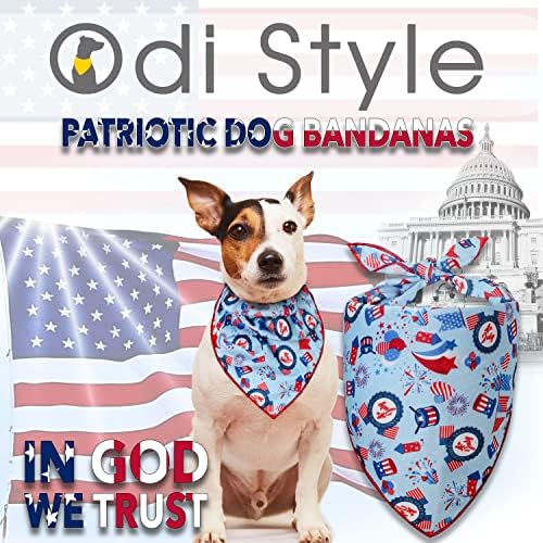סגנון ODI בסגנון 4 ביולי כלב בנדנה - בנדנות כלב דגל אמריקאי לכלבים קטנים, בינוניים, גדולים, ארהב פטריוטית