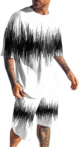מכנסיים קצרים מזדמנים של קיץ מגברים פלוס חולצת טי פעילה בגודל קלאסי וסטים קצרים בלוק צבע חליפות