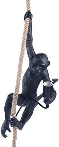 Tbvechi קוף מנורת שרף קוף קוף תליון תאורה מתקן תאורה עם חבל קנב