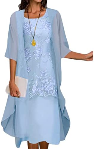 תלבושות של שני חלקים לנשים, שמלת מקסי ללא שרוולים אימפריה אלגנטית ללא שרוולים וחצי שרוול קדמי פתוח
