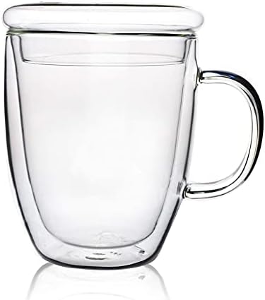 ספל קפה זכוכית Zhmtang כוס כוס כוס בורוסיליקט כפולה לקפה חם או קר, חלב, תה