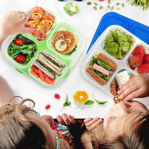 WHSNDL 4 תאים קופסאות חטיפים בנטו מכולות הכנה לשימוש חוזר במכלי אוכל ללא BPA מיכלי אוכל לילדים, בנים ובנות לאחר