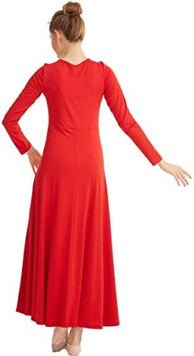REXREII נשים שבח ריקוד חלוק ליטורגי פולחן בלוק צבע שרוול ארוך שמלת פרפר שמלת חגיגה לירית שמלת מקהלת