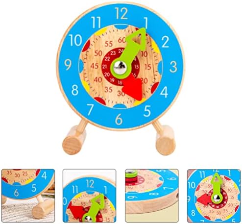 צעצועים חינוכיים של Nuobesty שעון למידה מעץ מונטסורי עץ חינוכי העמדת עץ שעון זמן קוגניציה שעון עץ משחק לחינוך