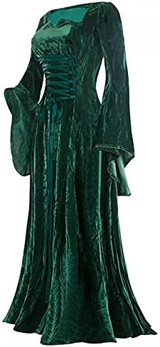 נשים רנסנס מימי הביניים תלבושות שמלת קטיפה גותי תחבושת מקסי ארוך שמלות בתוספת גודל קוספליי רטרו