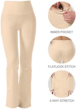 מכנסי יוגה Bootcut של knsbk לנשים עם כיסים נסתרים מכנסי אימון מותניים גבוהים מכנסיים לבקרת בטן שמלת מכנסי