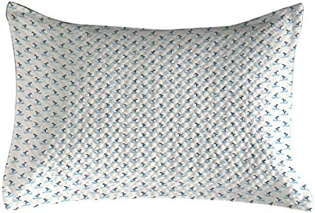 Ambesonne Blue Blue Nautical Cillowsover, הדפס של סירות גיאומטריות מינימליסטיות עם גלי פריטים אוקיאניים