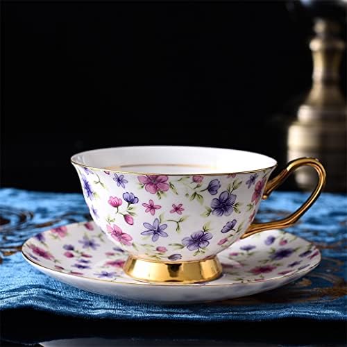 אירופאי יפהפה פרח קטן זהב קו קרמיקה סט עיצוב כוס קפה חרסינה כוס קפה וסט צלחת