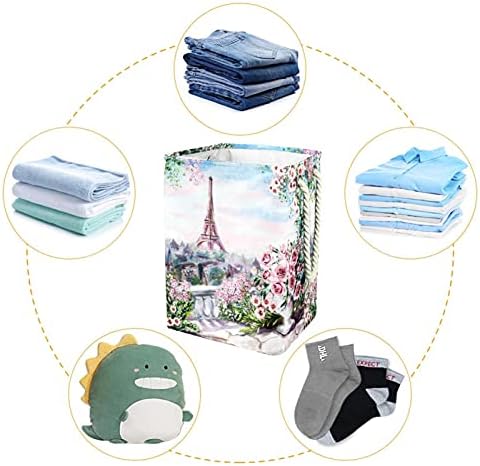 פנימי פריז מגדל אייפל גדול כביסת עמיד למים מתקפל בגדי סל סל בגדי צעצוע ארגונית, בית תפאורה לחדר שינה אמבטיה