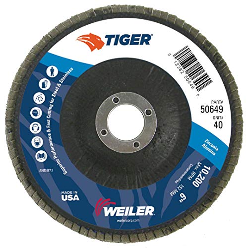Weiler 50649 6 דיסק נמר דיסק דש שוחק, גיבוי חרוטי, פנולי, 40Z, 7/8 חור ארבור, מיוצר בארצות הברית,