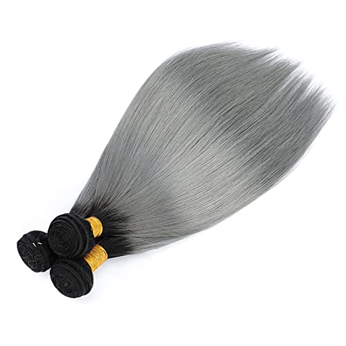 אפור שיער חבילות אומברה גרירה טון שיער טבעי חבילות ישר ברזילאי רמי שיער טבעי 3 חבילות שיער מארג