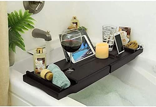 אמבטיה כיסוי יוקרה במבוק אמבטיה נושא כלים אמבטיה אמבטיה מגש עם הארכת הצדדים מובנה ספר לוח מחזיק