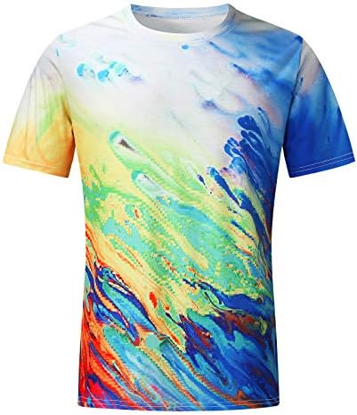 חולצות קיץ לגברים מזדמנים מפוארים עיצוב מעניין 3D מודפס אימון צוואר עגול הוואי טי רחוב שרוול קצר עליון