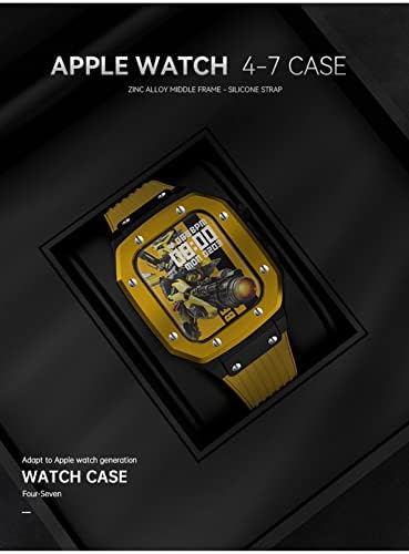 ערכת Mod Mod של Kanuz For Apple Watch Series 8 Case 7 6 5 4 SE 42 ממ 44 ממ 45 ממ רצועת סיליקון רצועת מתכת אביזרים