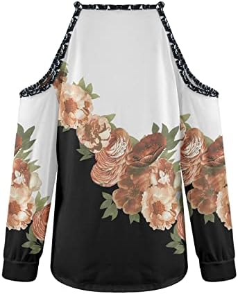 חולצות שמלת נשים נוקמופו של נוקמופו פרח צוואר עגול צוואר תואם צבע תואם חולצת שרוול ארוך