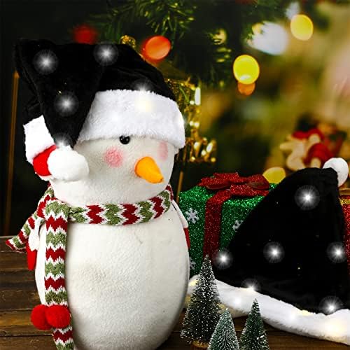 2 חבילה סנטה כובע עם הוביל אורות חג המולד להאיר כובע שחור ולבן מצחיק קטיפה חג המולד כובעים עבור בני נוער מבוגרים
