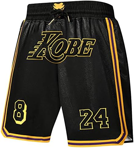 רטרו 8-24 מכנסי כדורסל של Koahs גברים, מעריצי ספורט שחקנים מתנה עם כיסים מכנסיים ספורט יבש מהיר