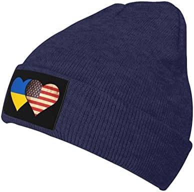 דגל אוקראינה ודגל אמריקאי סרוג כובע סרוג למבוגרים כובע גולגולת חיצונית כובע סרוג סתי
