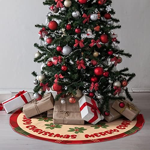 חצאית עץ חג המולד משובצת חג המולד, מחצלת עץ חג המולד של עץ חג המולד 30 x30, חצאית עץ חורף לבית נופש מקורה