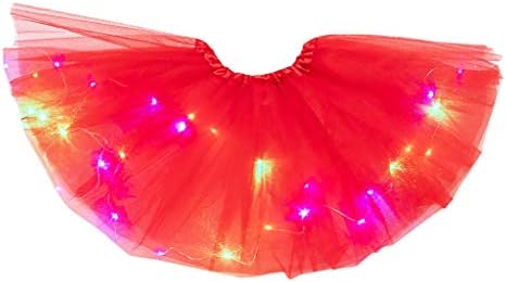 חצאית חצאית רשת נשים עם LED 3 נורה מפלס חצאית טול קטנה חצאית נסיכה חצאית תחרה ארוכה