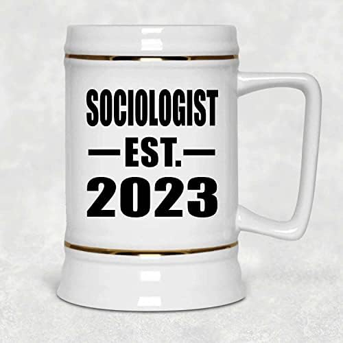 Designsify Sociology הוקמה EST. 2023, 22oz Beer Stein Ceramic Tallard ספל עם ידית למקפיא, מתנות ליום הולדת