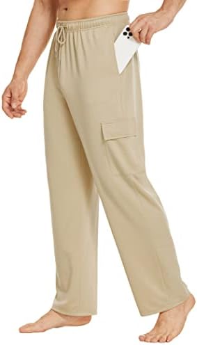 מכנסי טרנינג של Deyeeeek למטען לגברים מכנסי זיעה באימון עם כיסים מכנסי טרנינגס מכנסי טרנינג פתוחים