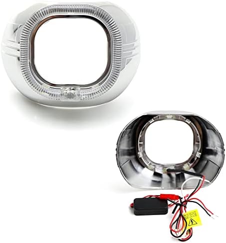 IJDMTOY זוג 3.0 גודל גימור כרום סגלגל/צורה מרובעת קסנון לבן LED DRL/פינוי/נוהג אור טבעת הילה תכריכים בלבד,