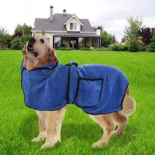 מגבת רחב רחצה של Coitek Dog עם כיס כפול, מגבת כלבים לבישה סופרת סופגת סופגת מהירה מגבת מחמד חלוק אמבטיה כלב רך