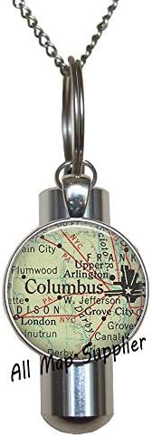 AllMapsupplier Cermation Cermation Urn שרשרת, קולומבוס, אוהיו Urn Columbus Map שרשרת כד, Columbus