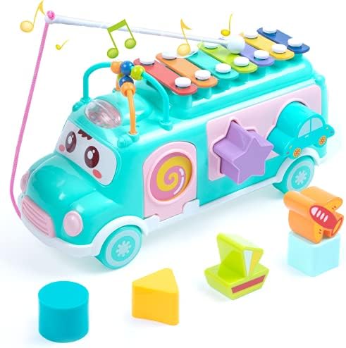 צעצוע של Unih Baby 6-12 חודשים, אוטובוס מוסיקה קסילופון לילדים צעצועים, צעצועים לבנים ונערות בני