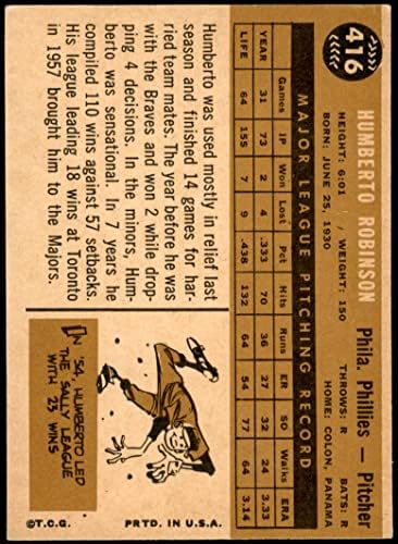 1960 Topps 416 Humberto Robinson Philadelphia Phillies Ex/MT Phillies