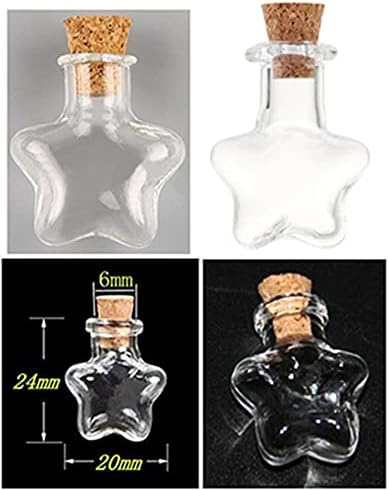 בקבוקי זכוכית מיני קטנים עם פקקי פקק צורת כוכב חמוד צורה צלולה בקבוקוני זכוכית זעירים ומבקשים בקבוק