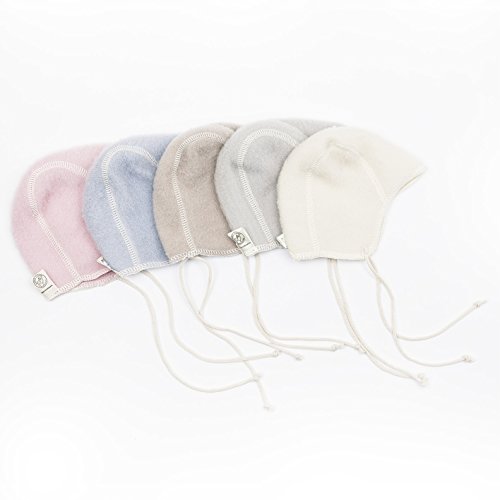 כובע תינוקות צמר אורגני Lanacare עם תחרה, לבן טבעי, גודל 86