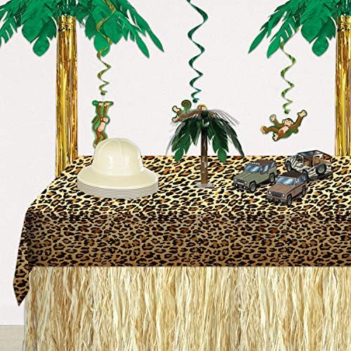 איסל פלסטיק חד פעמי מלבני הדפס מנומר שולחן כיסוי ג 'ונגל בעלי החיים ספארי נושא מפת שולחן, 54 איקס