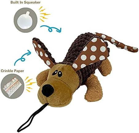 צעצועים חריקים של כלבים, צעצוע כלבים קטיפה עמיד אינטראקטיבי עם נייר חריץ ונייר קמטים, צעצועי כלבים של