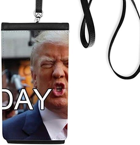 נשיא אמריקה מגוחך תמונה מגוחכת ארנק ארנק תלייה כיס נייד כיס שחור