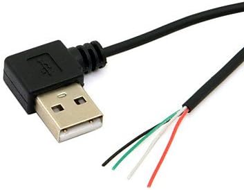 90 מעלות שמאל זוויות USB 2.0 סוג זכר ל -4 חוטים כבל פתוח ל- DIY OEM צבע שחור 50 סמ