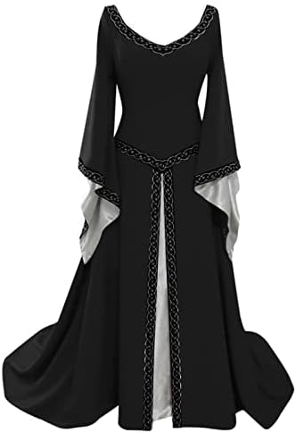 נשים רנסנס שמלת מימי הביניים תלבושות בתוספת גודל ליל כל הקדושים גותיקה ארוך שמלות אירי מכשפה ויקטוריאני