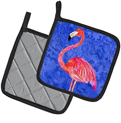 אוצרות קרוליין 8685 Pthd Flamingo זוג מחזיקי סיר, מחזיקי סיר עמידים בחום מטבח מגדירים רפידות חמות לתנור