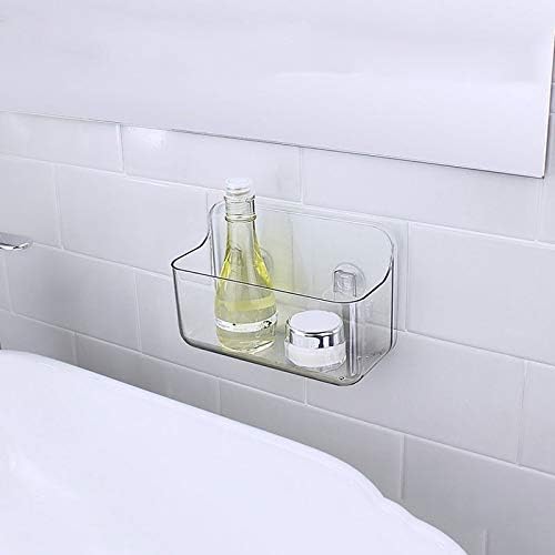 מדף מקלחת קוג'וקס של UXZDX, פלסטיק אמבטיה ברור ללא קיר קידוח מדפי אחסון מארגן עם כוס יניקה חזקה